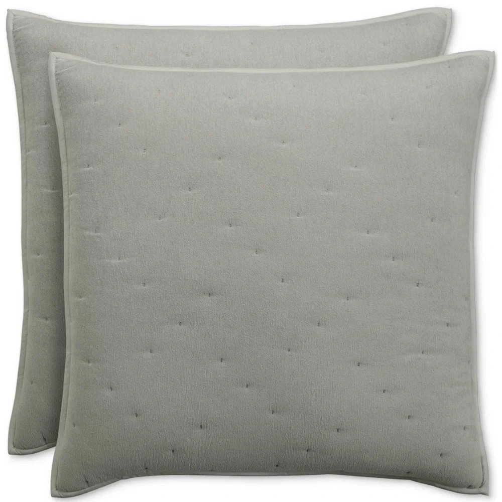 Hotel Collection Reversible Chenille Quilted European Sham Set Gray 26x26 NWT